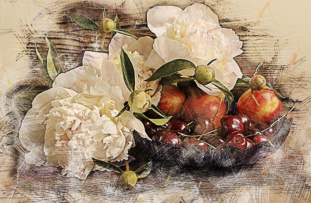 何水法牡丹画作品，传统与现代的完美融合展现